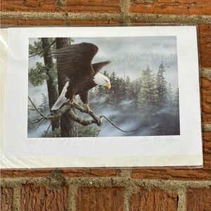 Don Li-Leger High & Mighty Signed Bald Eagle Lithograph Art Print Size 9”x 6”